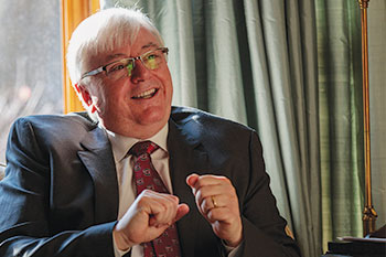 President Michael Amiridis talking in an interview.