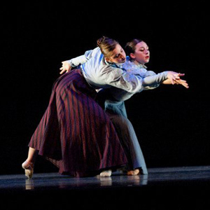 Two women dancing on stage