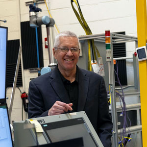 man stands in a lab