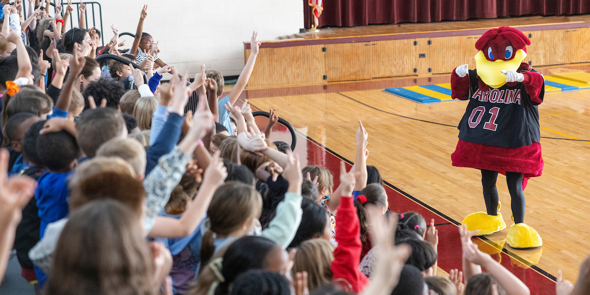 Cocky at a Cocky's Reading Express Program